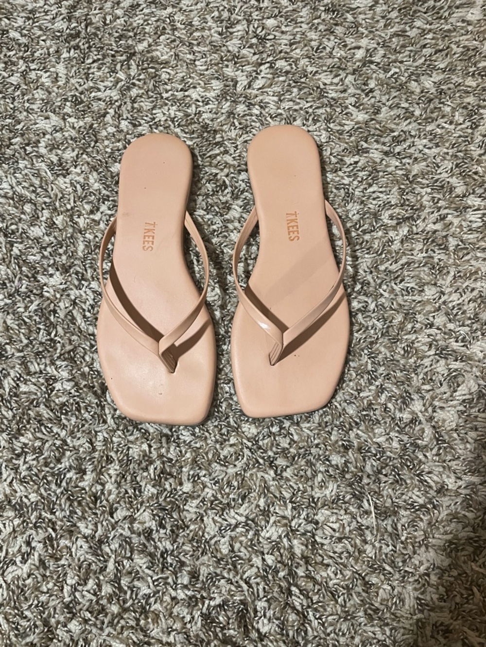 TKEES Blush Square-Toe Leather Thong Sandals